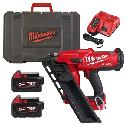 Cloueur de charpente 34 Fuel 18V M18 FFN-502C + 2 batteries 5Ah + chargeur | MILWAUKEE 4933471404