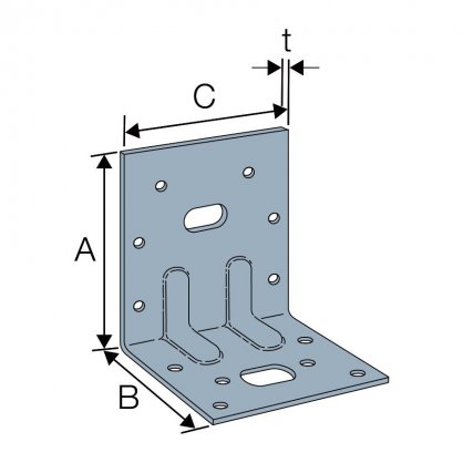 dimensions Equerre renforce Equerre renforce 75X160X60 paisseur 2,5mm E8/2.5 