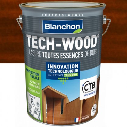 Lasure bois Tech-Wood Acajou satin 5L - BLANCHON