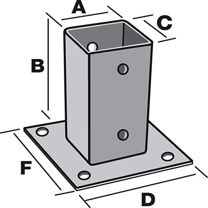 Pied de poteau plein 9 cm PPJBT90 Simpson