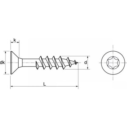 dimensions Vis A2 Inox  5 x 50 mm