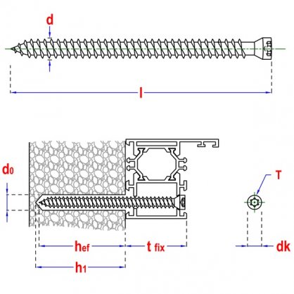 Vis bton 7,5x122 mm 