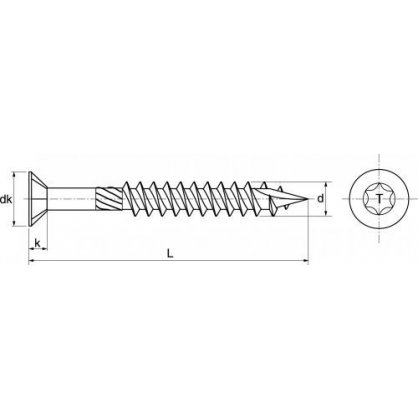 Vis inox A4 Tte anti-fendage  5x60 mm Tx25