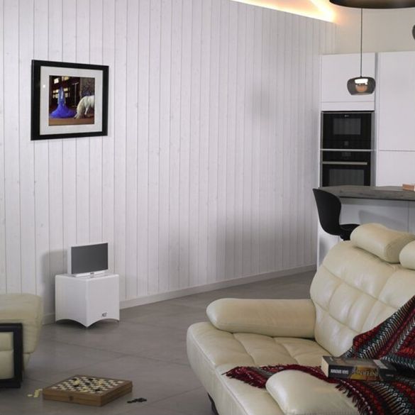 Lambris sapin brossé Pure Home - Blanc Alpin - 2500 x 135 x 13 mm