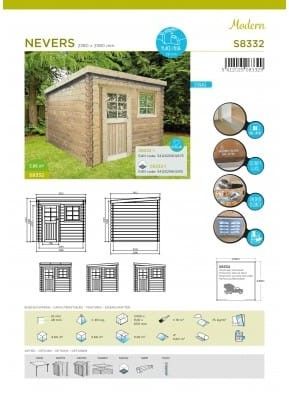 Abri bois Solid NEVERS 238x238cm S8332 - 5,66m²