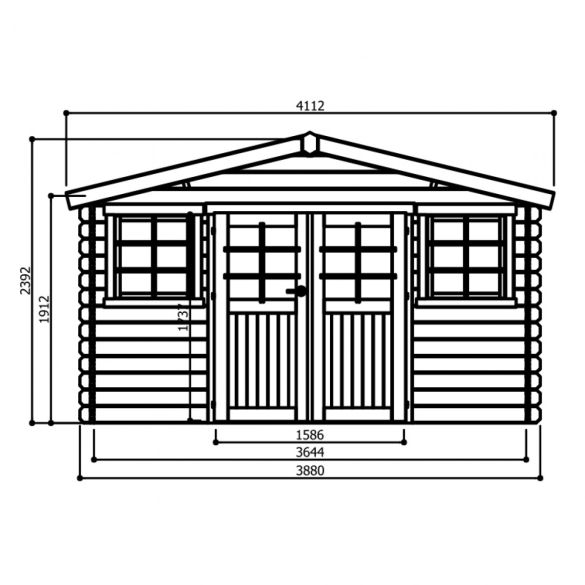 Abri bois traité 28mm DOLE 388 x 298 cm - 11,56 m²