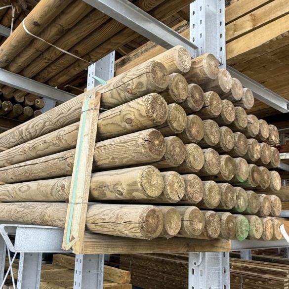 Rondin bois fraisé en pin traité autoclave Classe 4 - Ø 80 mm - Long. 2,50 m