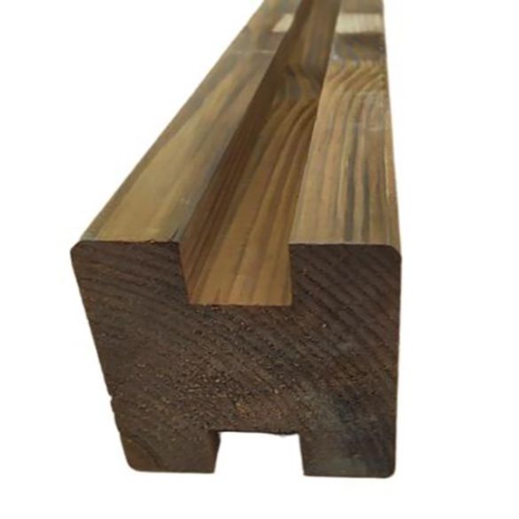 Poteau intermédiaire 90x90 mm en pin Cl4 marron  L. 3,00 m pour lames 25 mm