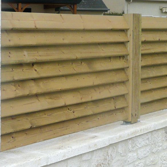 Lame de clôture bois persienne L. 1,94 m - 118x21 mm - en épicéa  traité Classe 3