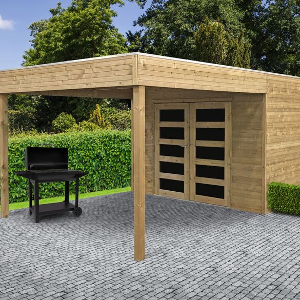 POTENZA - Abri en bois traité autoclave 5,94 m² - Pergola - Toit plat - S8733-1