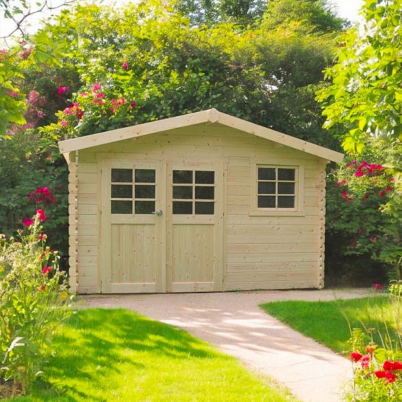 Abri de jardin en sapin brut 28mm CHIMAY 358x298 cm - 10,67 m² - S8275