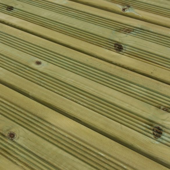 Lame de terrasse en pin du nord strié Long. 4,20 m - 145x27 mm - Classe 4