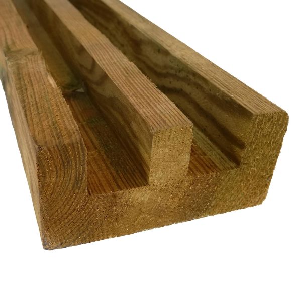 Demi poteau bois 90x45 mm L. 1,95 m - 2 rainures 22 mm -  Classe 4 marron