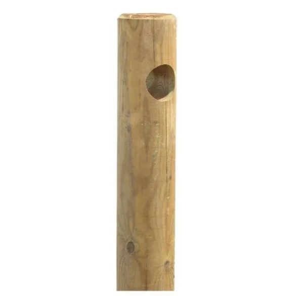 Rondin bois autoclave - 1 trou traversant Ø14 cm x 2,00 m - pour clôture ranch