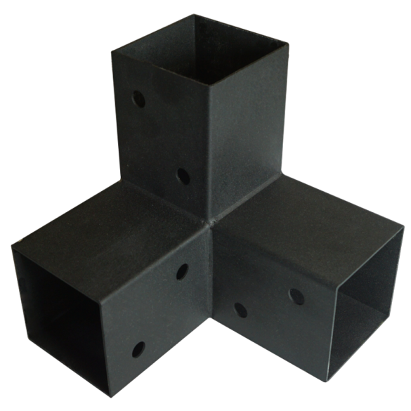 Connecteur 3 directions - 92x185x182 mm - pour poteaux bois 90x90 mm