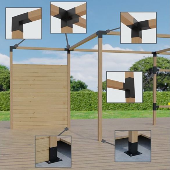 Connecteur express en T - 122x266x326 mm - pour poteaux bois 120x120 mm