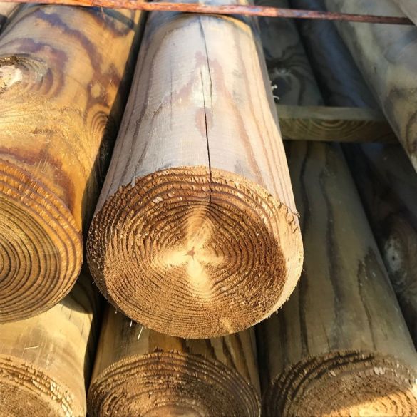 Rondin bois fraisé en pin traité autoclave Classe 4 - Ø 120 mm - Long. 2,50 m