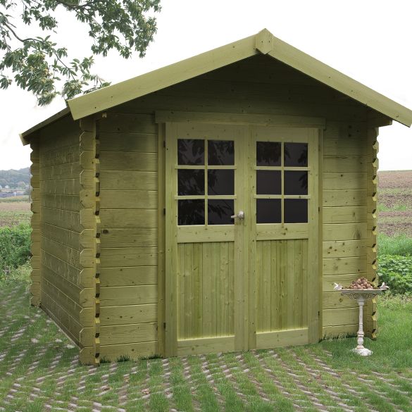 Abri de jardin 28 mm NIMES en bois traité autoclave 238 x 238 cm  - S8311-1