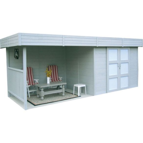 Abri bois 28 mm avec pergola ARHUS 8,17m² - 333 + 322x245 cm - S8387