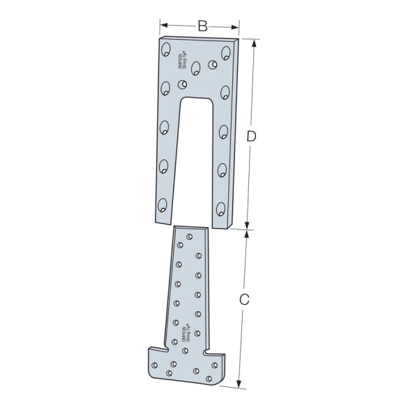 Etrier à queue d'aronde alu 121x60mm ETB120-B pour panne 15x8 cm et 20x8 cm
