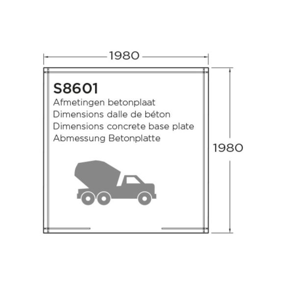 Abri de jardin en bois 19 mm ESSEN  - 198x198 cm - 3,92 m² - S8601 SOLID