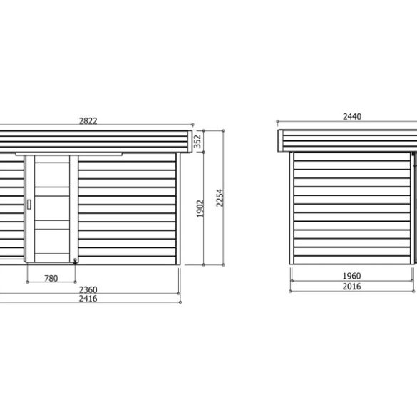 Abri en bois 28mm BERGEN 2432x2052 cm - 4,99m²