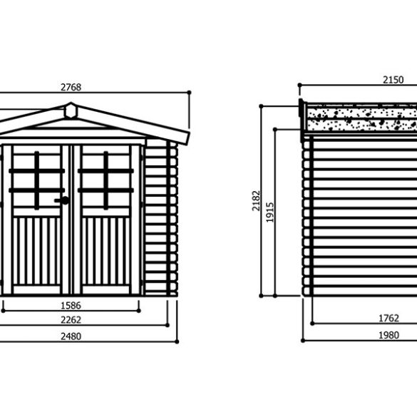 Abri de jardin bois 19 mm DRESDEN 248 x 198 cm - 4,91 m²