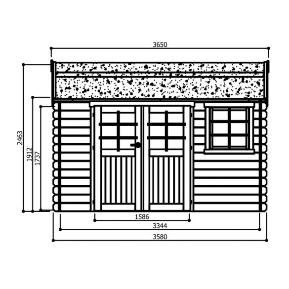 Abri de jardin 28 mm ARLES 358 x 238 cm 8,52 m² - S8319