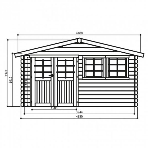 Abri jardin 28 mm NIORT 418 x 298 cm - 12,46m² - S8308