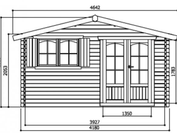 Abri jardin bois 40 mm TIGNES 16,22 m² - 418x388 - 68,6 cm