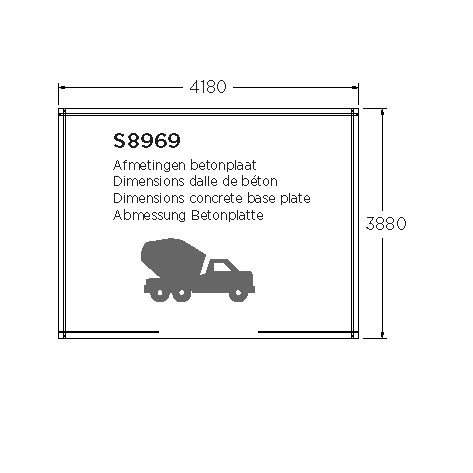 Abri jardin bois 40 mm TIGNES 16,22 m² - 418x388 - 68,6 cm
