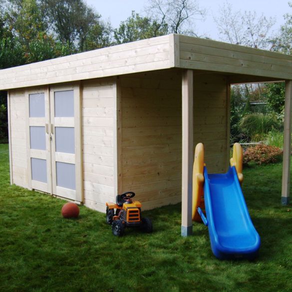 Abri jardin 28 mm LARVIK 7,96m² - 3296 + 1200 x 2416 cm