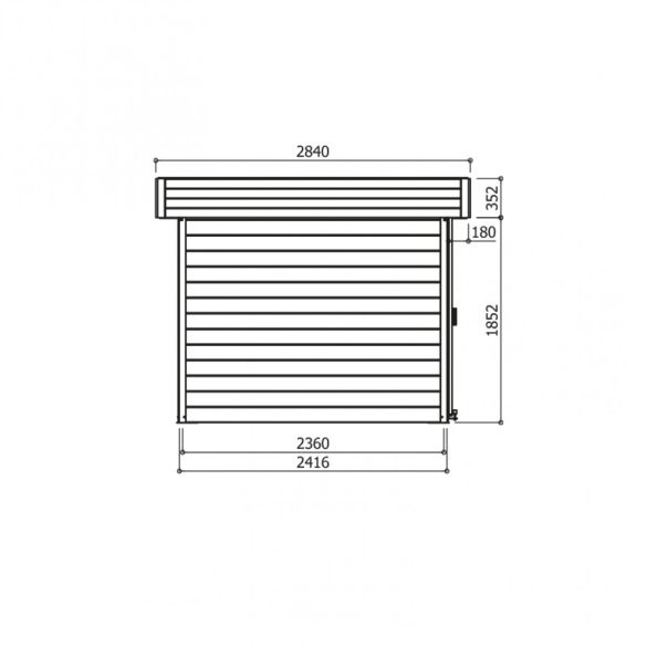 Abri jardin 28 mm LARVIK 7,96m² - 3296 + 1200 x 2416 cm