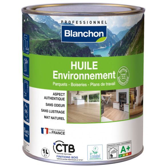 Huile Environnement Parquet & Bois intérieur - Bois naturel - 1 Litre - BLANCHON