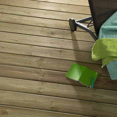 Lame de terrasse en pin du nord lisse - Long. 3,60 m - 27x145 mm - Classe 4