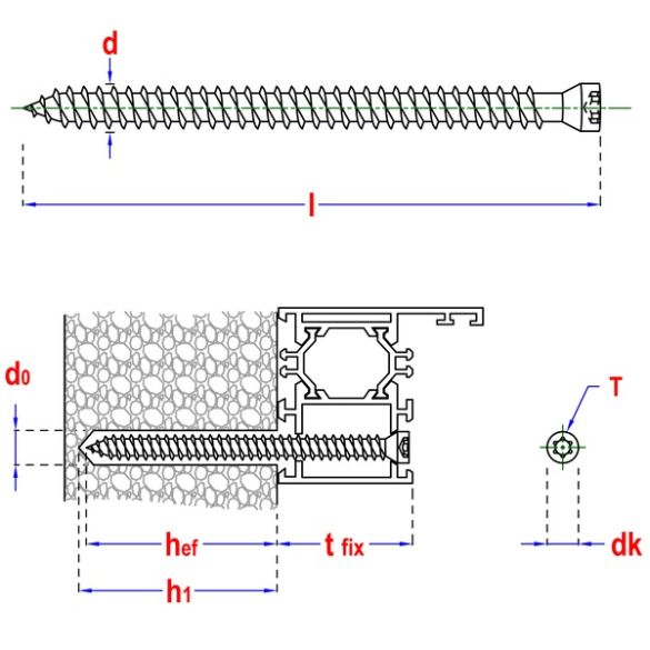 Vis béton Ø7,50 x 122 mm en acier zingué Torx30 SMART - Boîte de 100