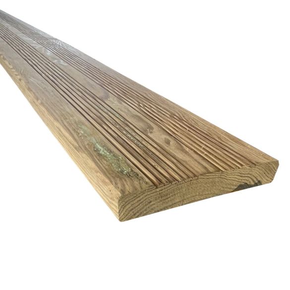 Lame terrasse SELECTION striée 145x22mm L.2,40 m en pin Classe 4 vert