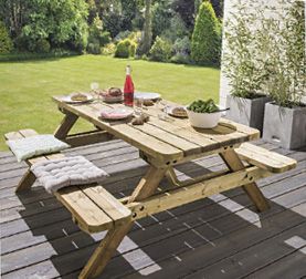Table de pique-nique en bois autoclave 180 x 160 x 74 cm