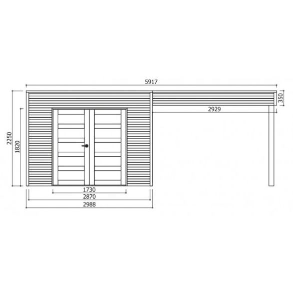 Abri de jardin traité SALERNO 2998 + 2939x1998 mm - toit plat