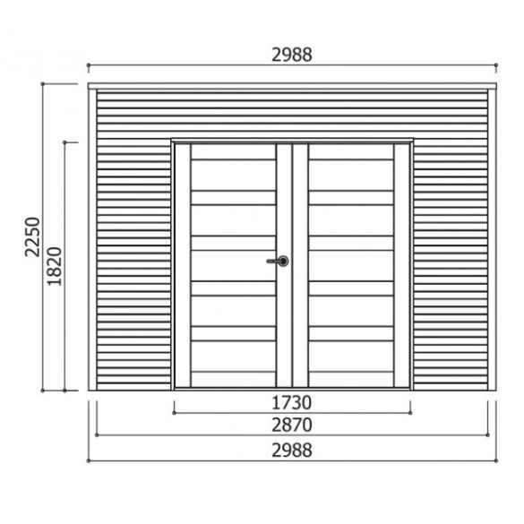 Abri de jardin en bois traité BARI 19 mm – 8,69 m² avec toit plat