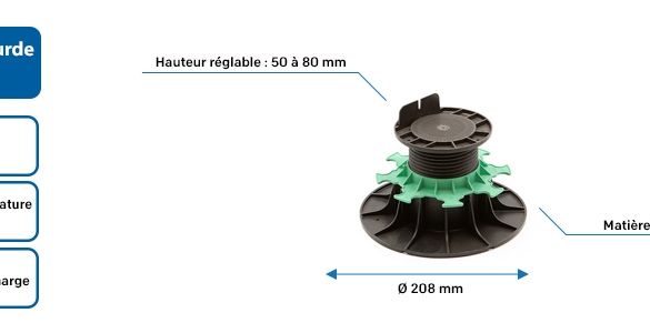 Plot lambourde terrasse Essentiel réglable 50-80 mm JOUPLAST