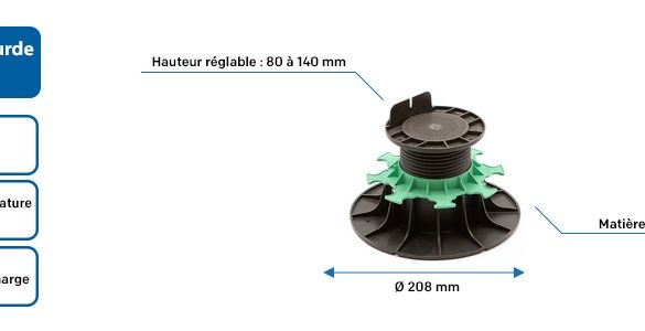 Plot lambourde terrasse Essentiel réglable 80-140 mm JOUPLAST