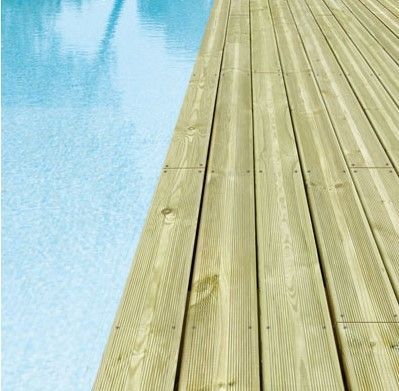 Lame de terrasse en pin du nord strié L.3,00 m - 145x27 mm Classe 4