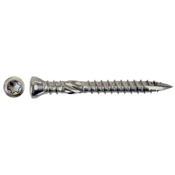 Vis terrasse double filetage A2 inox Ø5x50 mm pour bois dur - Bte 200 vis 