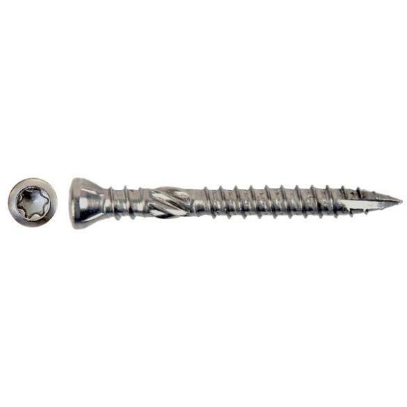 Vis terrasse double filetage A2 inox Ø5x60 mm pour bois dur - Bte 200 vis