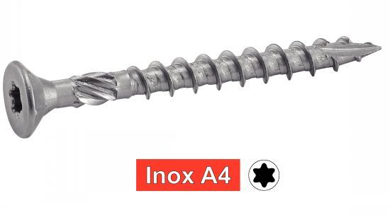 Vis inox A4 pour bois tendres Tête anti-fendage Ø 5x50 mm - Boîte de 400