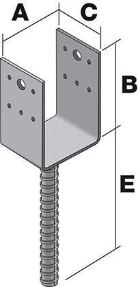 Pied de poteau en U à sceller PPD90/70G - Simpson Strong-Tie