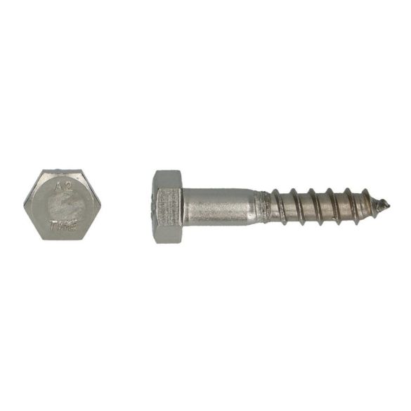 Tirefond acier inox A2 Ø10x100 mm DIN 571 Pgb-fasteners - 50 pièces