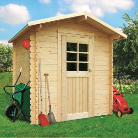 Abri de jardin en bois ESSEN S8601 avec porte vitrée - vue extérieure complète