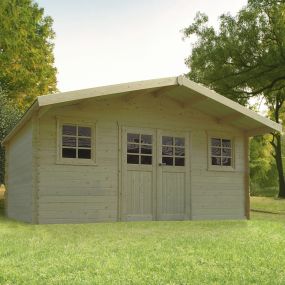 Abri de jardin Douai S8309 – Chalet bois massif 15,16 m² avec double porte semi-vitrée